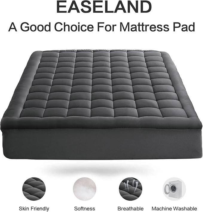 EASELAND King Size Mattress Pad Pillow Cooling Top Mattress Cover Quilted - Image 2