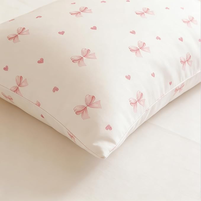 Nayoroom Pink Bow Duvet Cover Queen Size Coquette Pink Heart Duvet Cover 3 - Image 6