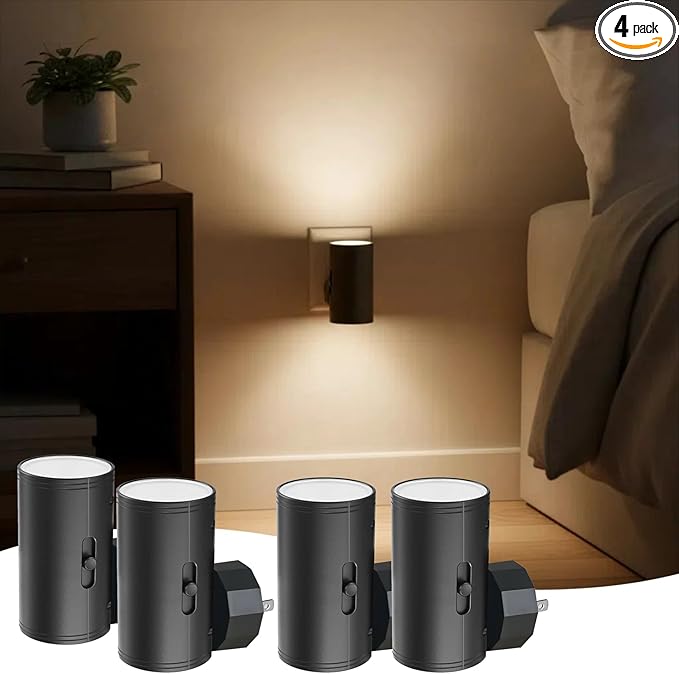 TSEXES 4 Pack LED Night Light Plug in, Dusk to Dawn Sensor, 5-300LM Adjustable by SuperBrightLEDCornLightBulb