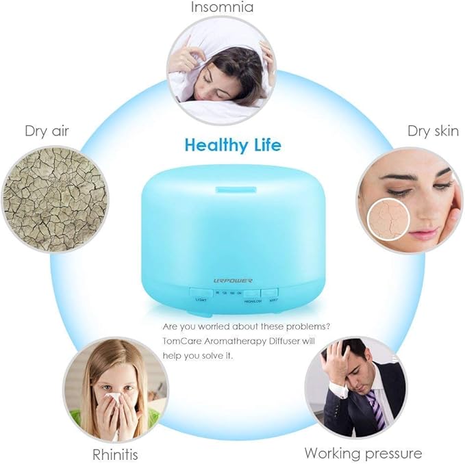 URPOWER Upgraded 500ML Essential Oil Diffuser Humidifiers Ultrasonic - Image 5