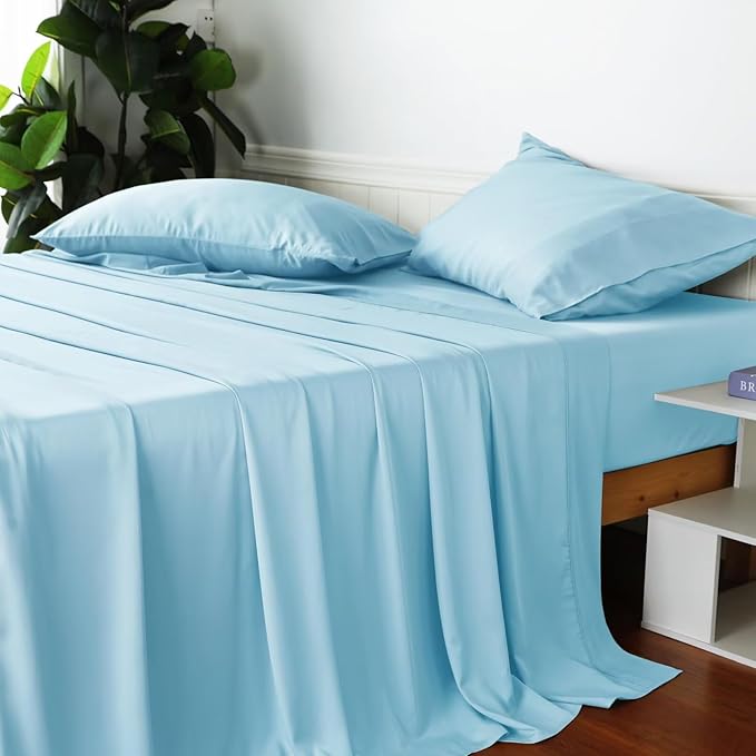 Bamboo Viscose Flat Sheets Only, 400 Thread Count Sateen Weave King Size Flat - Image 5