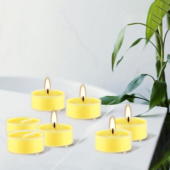 3.5-Hour 100Pack Yellow Tealight Candles, Outdoor and Indoor Summer Scented - Image 5