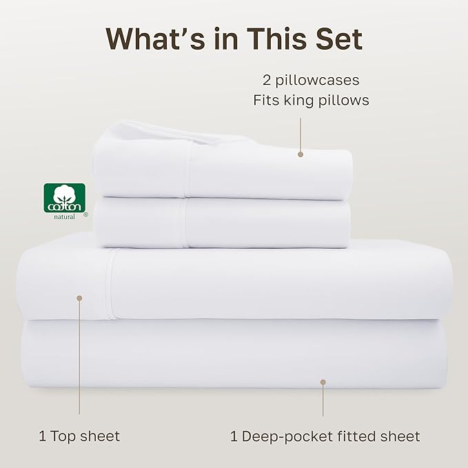 California Design Den Soft 100% Cotton King Sheet Set, 400 Thread Count Good - Image 4
