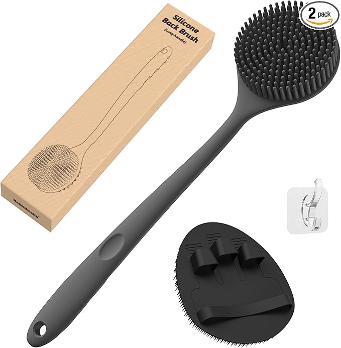 Manmihealth Silicone Back Scrubber & Soft Bath Glove Set, Super-Exfoliating by ManmiHealth
