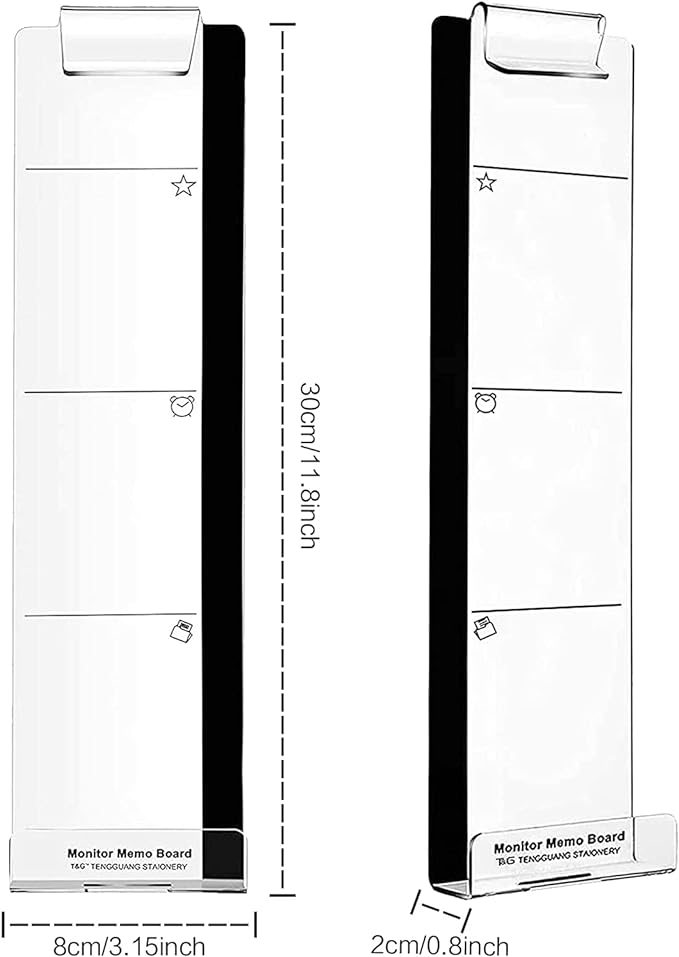 2pcs Office Desk Accessories Monitor Memo Board Computer Message Board Office Supplies for Women Men Computer Sticky Note Holder Home Desktop Message Office Decor (Computer Monitor Note Holder)