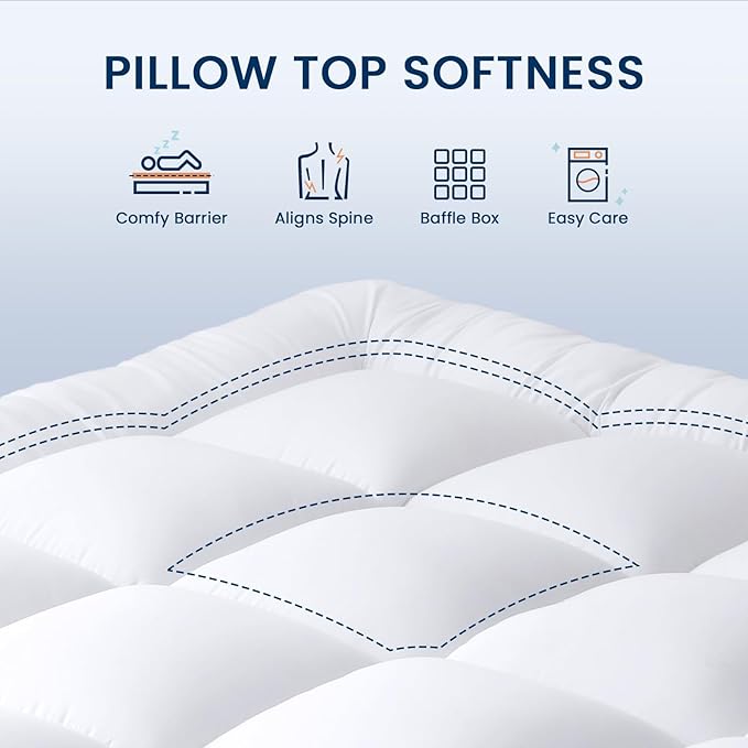 YUGYVOB King Mattress Pad Extra Thick, and Breathable Mattress Topper 8-21" - Image 2