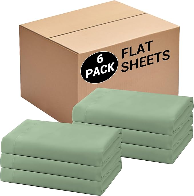 Bulk Full Flat Sheets Only, 6 Pack Quick Sort Top Bed Sheet, Color-Coded Label by Culve