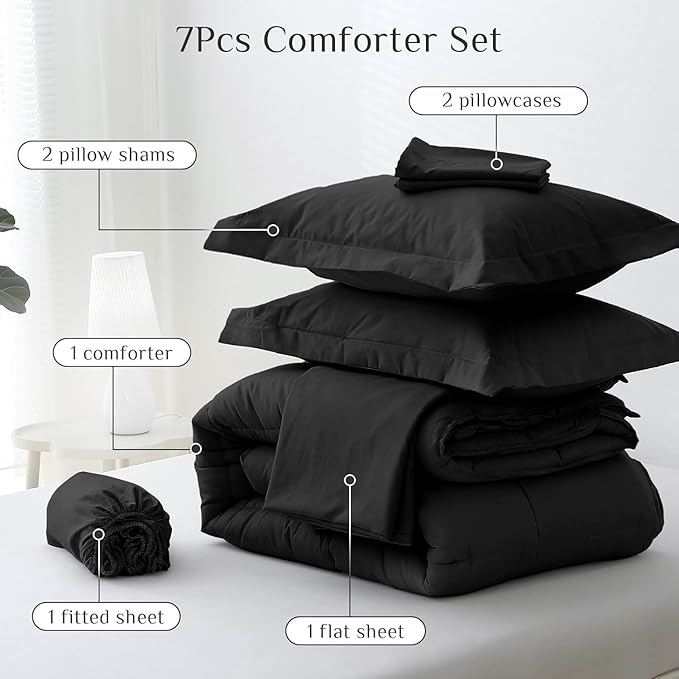 JOLLYVOGUE King Comforter Set, Ultra-Soft Bed in a Bag King Size 7 Pieces - Image 5