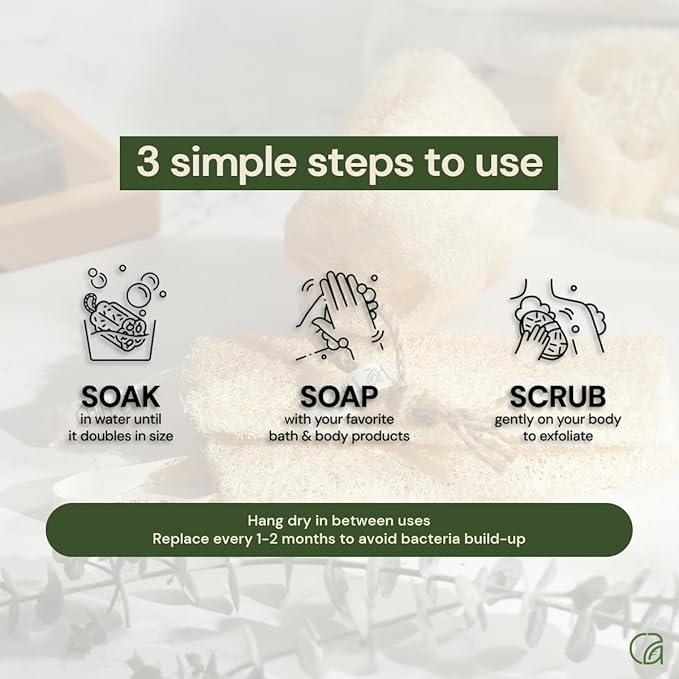 Chill Ah Green Glow Loofah Sponge Set – 100% Plant-Based, Biodegradable - Image 6