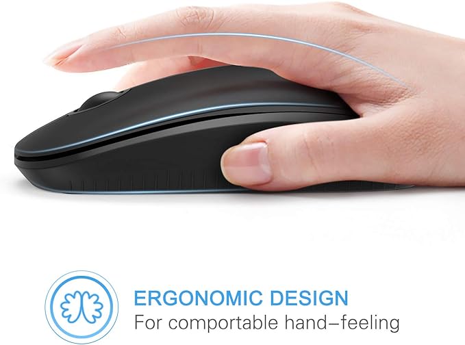 VssoPlor Wireless Mouse, 2.4G Slim Portable Computer Laptop Mouse with Nano Receiver Quiet Silent Optical Mice for Notebook, PC, Laptop, Computer-Black