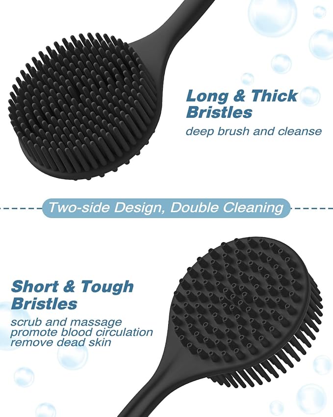 Manmihealth Silicone Back Scrubber & Bath Glove & Face Brush Set, - Image 4