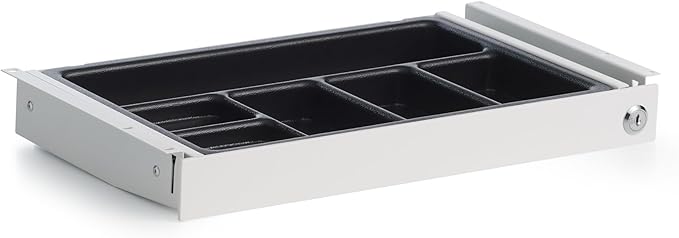 PERFECT POSTURE Max Under Desk Storage Drawer – Large Desk Drawer with Lock for Regular & Sit-Stand Standing Desks, White (16.2” x 9.3")