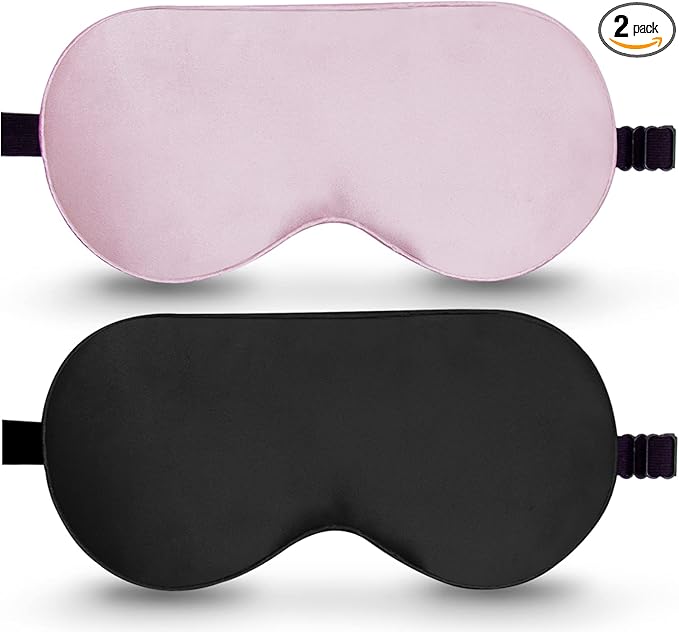 BeeVines 100% Real Mulberry Silk 2 Pack Sleep Mask, Natural Pure Silk Eye Masks by BeeVines