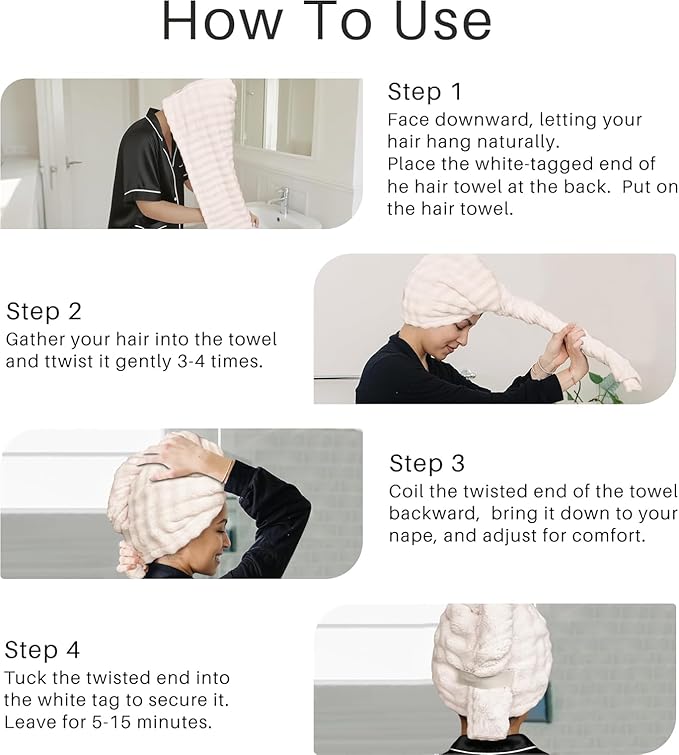 2-Pack Microfiber Hair dring Towel | 50% Faster Drying, Ultra Absorbent & Frizz - Image 3