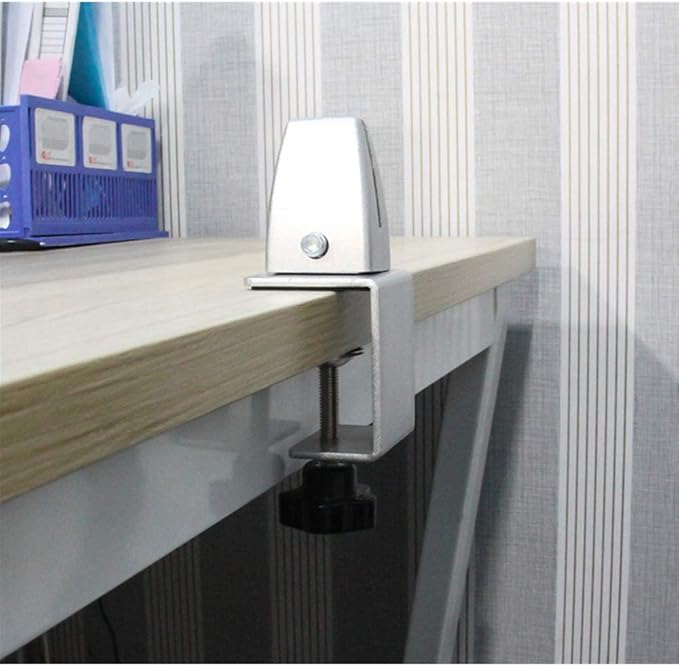 Jhanw Desk Divider Clamp For 1/8" To 0.51" Panel, Adjustable Desk Partition Clamp For 0.32" To 2.04" Desktop, Standing Desk Accessories For Desk Privacy Folders, White Sneeze Guard Holder 6-pack