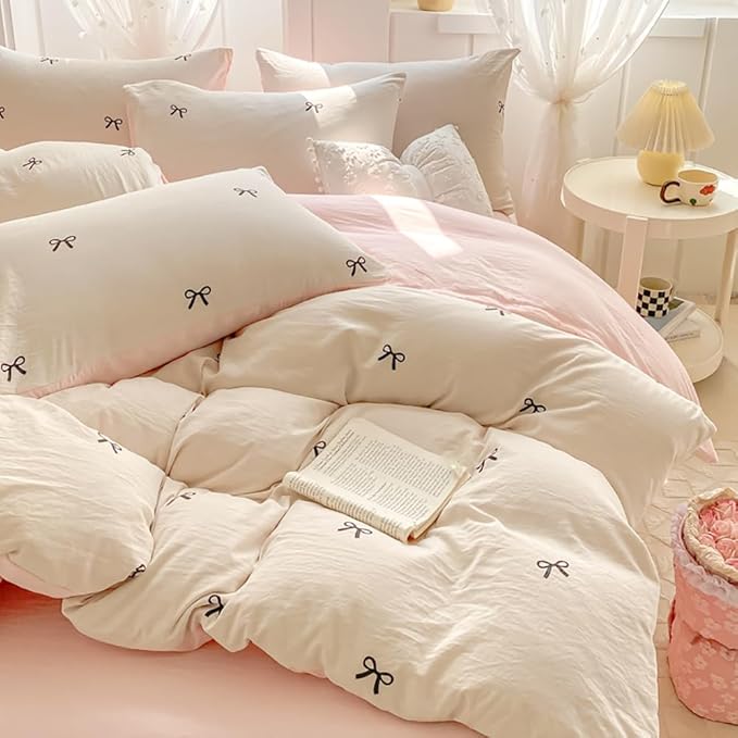 Nayoroom Bow Duvet Cover Queen Size Reversible Pink Coquette Duvet Cover 3 - Image 2