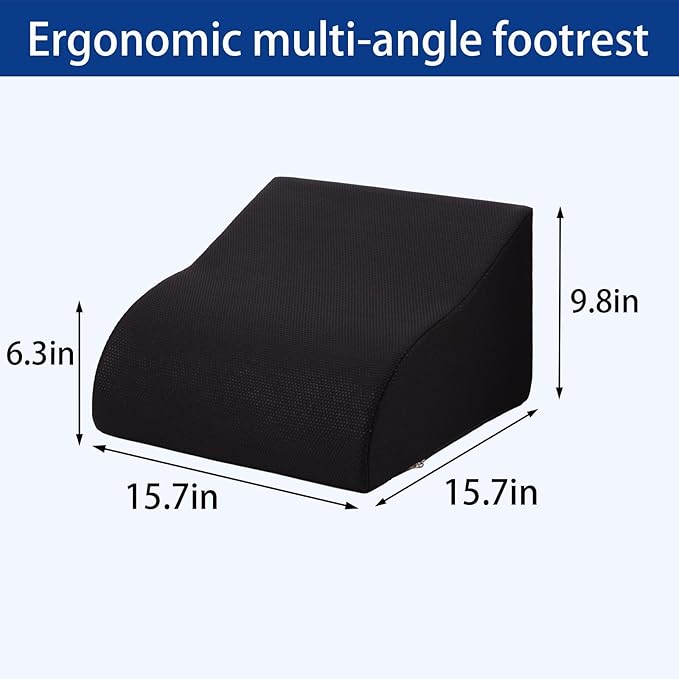 Opuvidity Foot Rest for Under Desk at Work Ergonomic Under Desk Footrest，Support Foot Pillow Double-Sided Footstool， for Office, Home & Gaming Leg Elevation Pillow Black