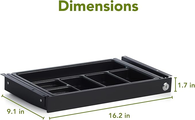 PERFECT POSTURE Max Under Desk Storage Drawer – Large Desk Drawer with Lock for Regular & Sit-Stand Standing Desks, Black (16.2” x 9.3")