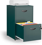 Kubohogar 2 Drawer File Cabinet with Lock,Green Metal Filing Cabinets,Vertical Locking File Cabinet Fit Hanging Files, Letter,File Box and A4 Documents