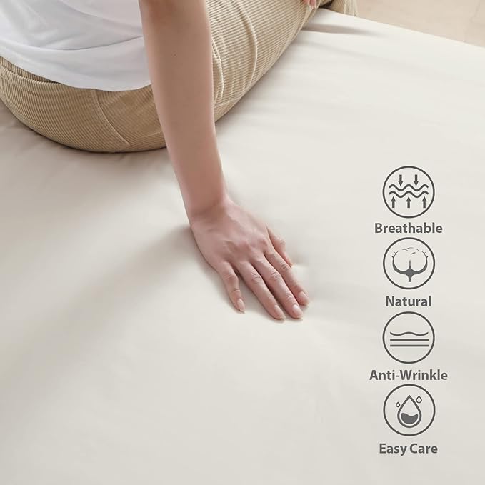 100% Egyptian Cotton Fitted Sheet Full Size, 600 Thread Count, 8-16" Deep - Image 2