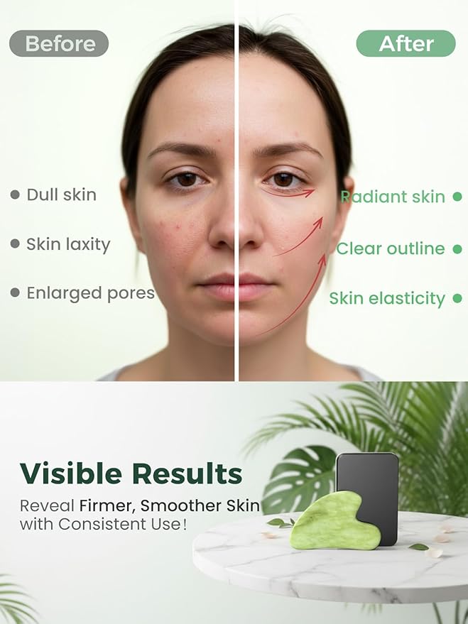 Gua Sha Facial Tools, Natural Jade Stone Guasha Tool - Image 6