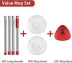 2 Spin Mop Head Replacement, 1 Base, 1 Mop Handle (30-58in) Combo Mops Set Compatible with OCedar EasyWring RinseClean Microfiber Mops (White (1-Tank System))