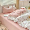 Nayoroom Pink Floral Duvet Cover Queen Size Coquette Tulip Printed on White by Nayoroom