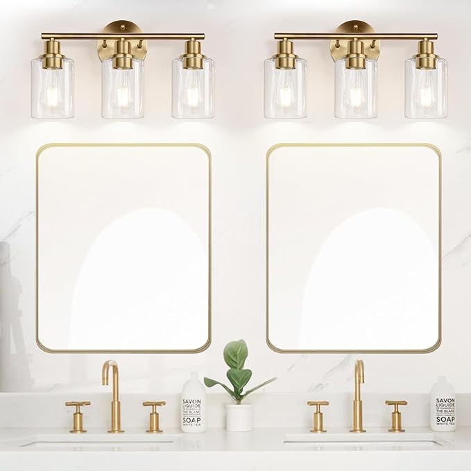 Zarbitta 3-Light Bathroom Light Fixtures, Brushed Brass Bathroom Wall Lights - Image 5