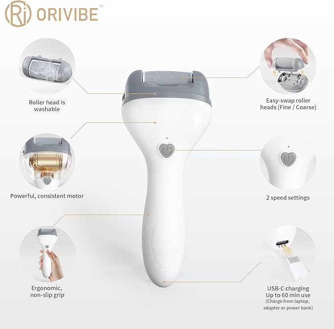 Electric Callus Remover for Feet – 2 Speeds, Fine & Coarse Rollers, USB-C - Image 5