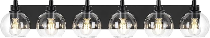 Bathroom Light Fixtures, 6 Light Matte Black Vanity Light, 38 Inch Modern Wall by Metwet