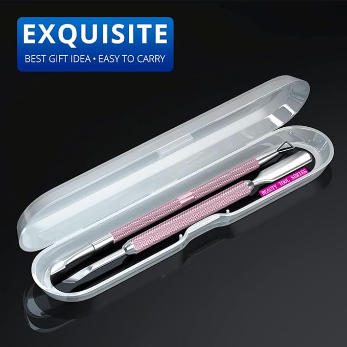 2PCS Metal Lilac Cuticle Pusher and Cutter Remover Salon Quality Stainless - Image 4