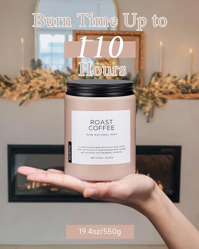 M&SENSE Coffee Scented Candles for Home, 19.4oz Soy Candles Non Toxic, 110 - Image 4
