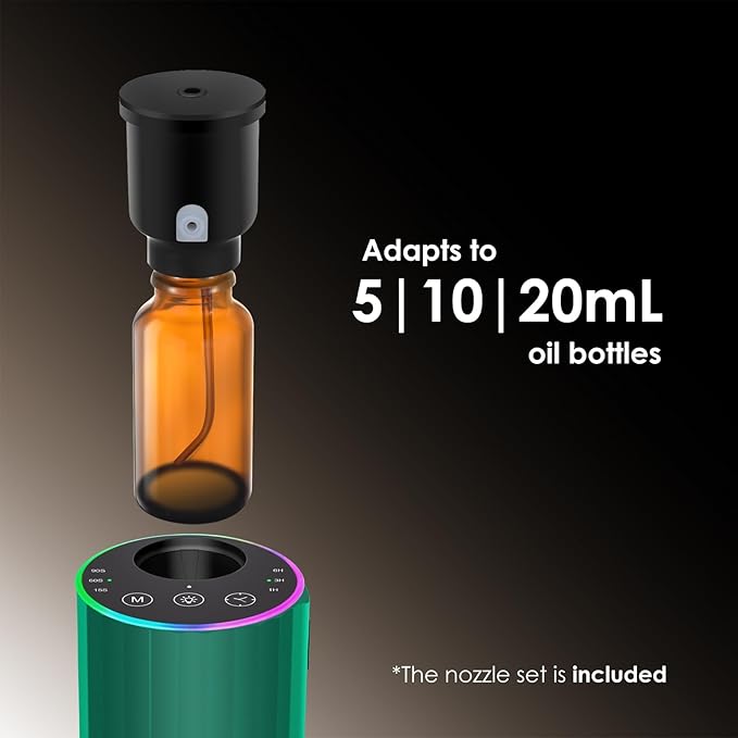 Waterless Essential Oil Diffuser, 7 Colors LED Light, Battery Powered Mini - Image 3