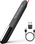 Norwii N76 Rechargeable Presentation clicker with Pointer, Long Range Presentation Remote, Wireless Presenter for PowerPoint Presentations, Slide Control (Black with Red Light)