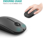 VssoPlor Wireless Mouse, 2.4G Slim Portable Computer Mice with Nano Receiver Quiet Silent Optical Laptop Mouse for Notebook, PC, Laptop, Computer-Black and Gray