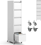 IKIMI 5 Drawer File Cabinet with Wheels,Metal Mobile Filing Cabinets with Lock,Vertical File Cabinet for Home Office,Heavy Duty Storage Cabinet for A4/Letter/Legal Size File,Assembly Required