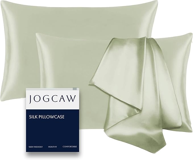 2 Pack 100％ Silk Pillowcase for Hair and Skin, Soft Breathable Smooth Cooling by Jogcaw
