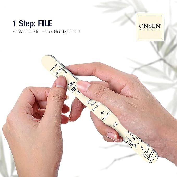 Onsen Secret Complete Nail Reboot Kit w/Cuticle Oil 10ml, Nail File 120/180 - Image 3