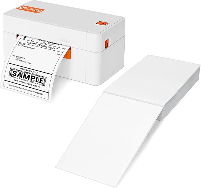 L LIKED 200 4x6 Thermal Labels Fanfold, Direct Thermal Shipping Labels - Perforated and Strong Adhesive