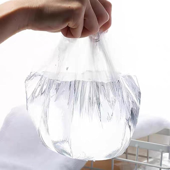 100PCS Disposable Shower Caps, Plastic Clear Hair Cap Large Thick Waterproof - Image 4