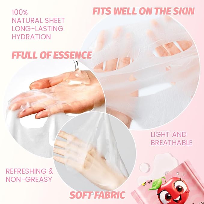 Kaely 12 Pack Fruit Face Masks for Kids, Kids Face Mask Spa Day Kit Supplies - Image 4