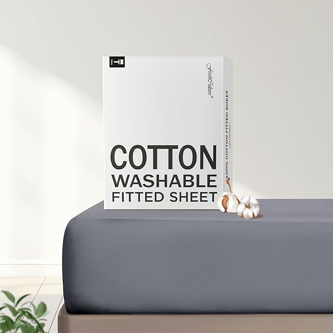 FreshCulture Pure Cotton Fitted Sheets Queen Size, 300 Thread Count Percale by FreshCulture