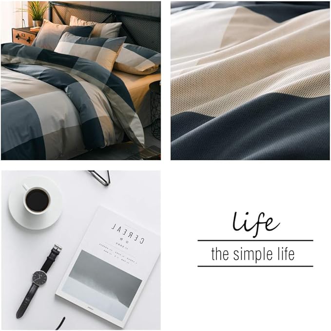 mixinni Twin Size Checkered Duvet Cover Set - Image 7