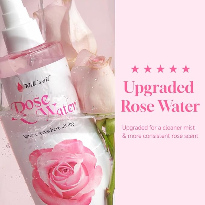 Well's Oil Rosewater Face & Hair Mist Spray | Floral Rosewater Hydrosol | - Image 5