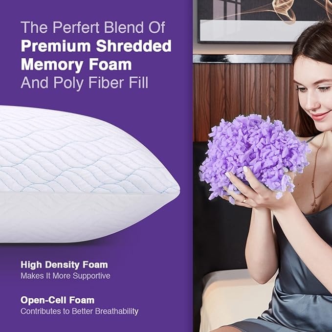 WISHSMILE Cooling King Size Pillows, Pillow King Size Set of 2 Shredded Memory - Image 5
