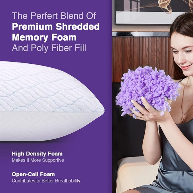 WISHSMILE Cooling Pillows Queen Size Set of 2, Memory Foam Pillows - Image 5