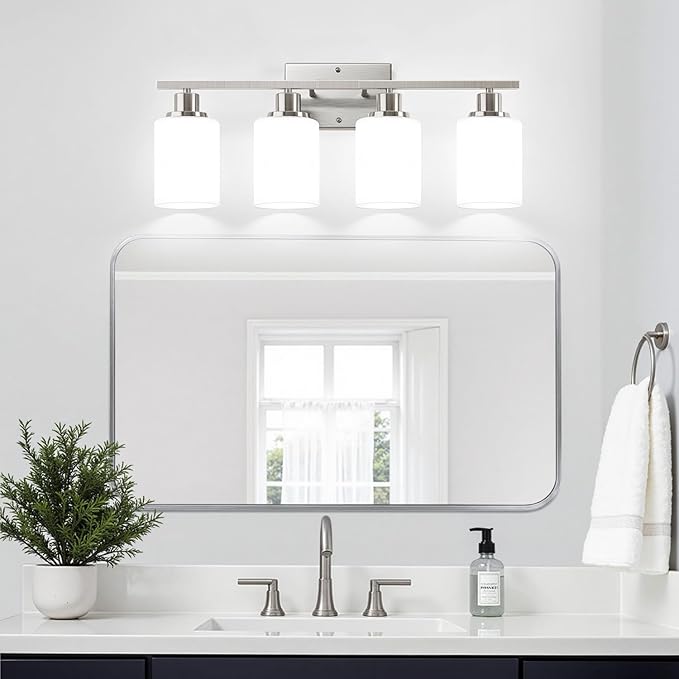 Indoi 4-Light Bathroom Light Fixtures, Brushed Nickel Vanity Lights - Image 6