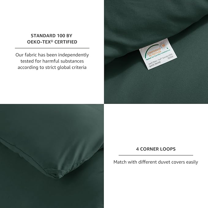CozyLux Oversized Queen Comforter Set Forest Green, 3 Pieces 98x98 Solid - Image 4
