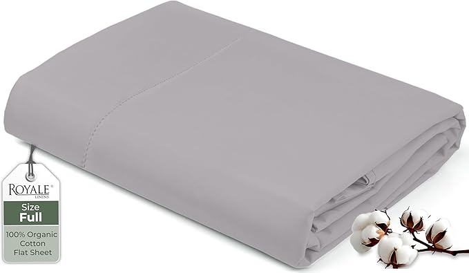 Royale Linens 100% Organic Cotton Full Flat Sheet Only by ROYALELINENS