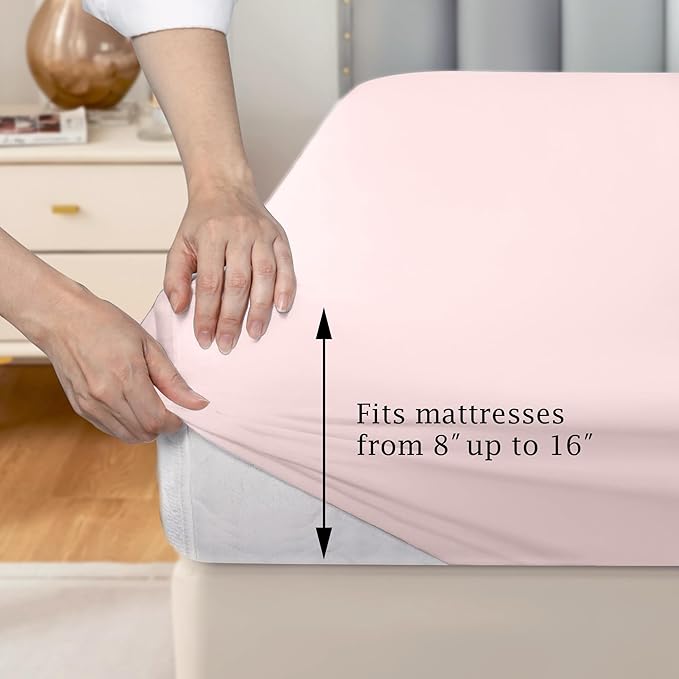FreshCulture Pure Cotton Fitted Sheets California King Size, 300 Thread Count - Image 3